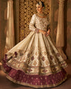 Lehenga - White & Wine 3973